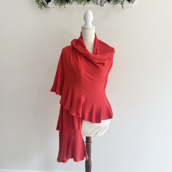 CAbi Sweaters - Cabi One Size Ruffle Wrap #3478 Spicy Orange #CV